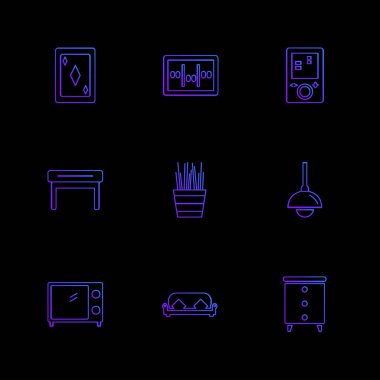 farklı minimalist düz vektör app simgeler siyah arka plan üzerine