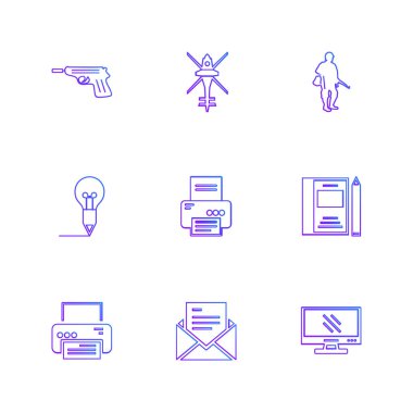 Farklı minimalist düz vektör app simgeleri