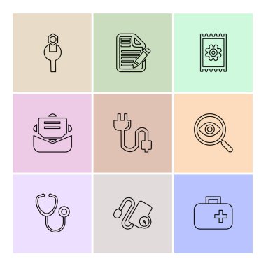 minimalist düz vektör app simgeleri renkli arka plan üzerinde