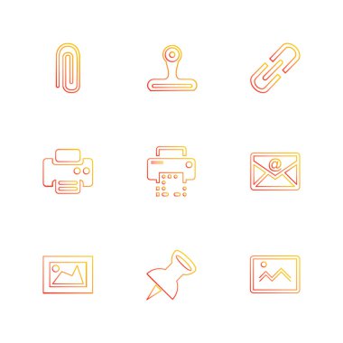 Beyaz arka plan üzerinde farklı minimalist düz vektör app simgeleri