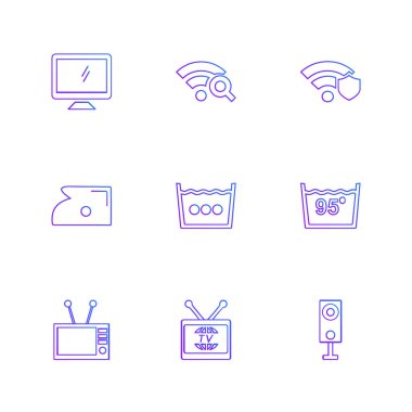 Beyaz arka plan üzerinde farklı minimalist düz vektör app simgeleri