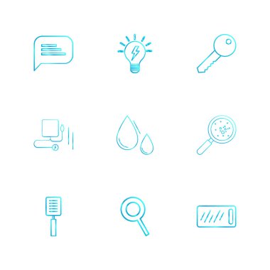 Beyaz arka plan üzerinde farklı minimalist düz vektör app simgeleri