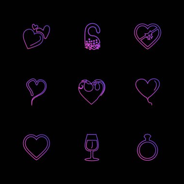 farklı minimalist düz vektör app simgeler siyah arka plan üzerine