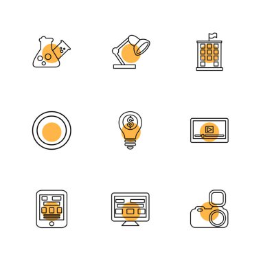 Beyaz arka plan üzerinde farklı minimalist düz vektör app simgeleri