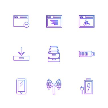 beyaz zemin üzerine minimalist düz vektör app simge kümesi