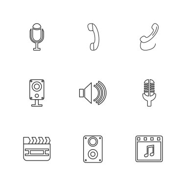 Beyaz arka plan üzerinde farklı minimalist düz vektör app simgeleri