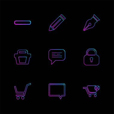 farklı minimalist düz vektör app simgeler siyah arka plan üzerine