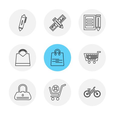 Beyaz arka plan üzerinde farklı minimalist düz vektör app simgeleri