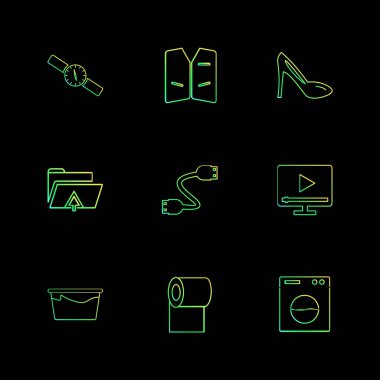 farklı minimalist düz vektör app simgeler siyah arka plan üzerine