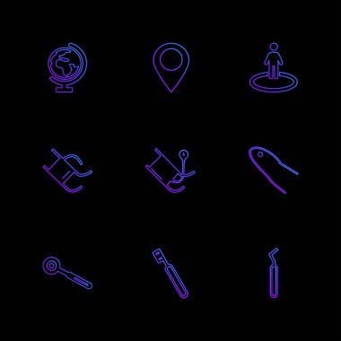 farklı minimalist düz vektör app simgeler siyah arka plan üzerine