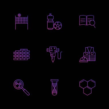 minimalist düz vektör app simgeler siyah arka plan üzerine