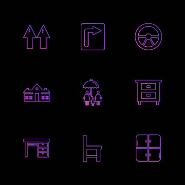 farklı minimalist düz vektör app simgeler siyah arka plan üzerine