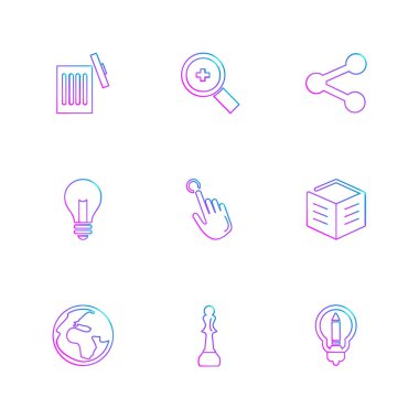 Beyaz arka plan üzerinde farklı minimalist düz vektör app simgeleri