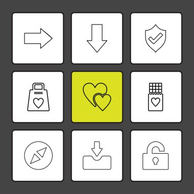 minimalist düz vektör app simgeler siyah arka plan üzerine 