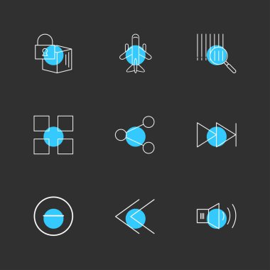 minimalist düz vektör app simgeler siyah arka plan üzerine