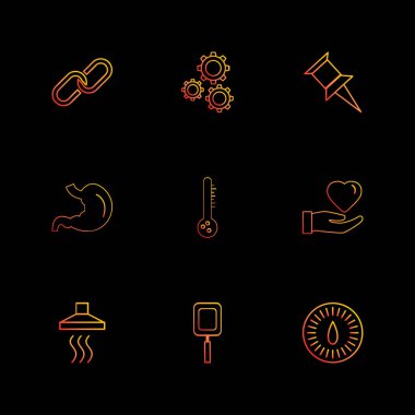 minimalist düz vektör app simgeler siyah arka plan üzerine 