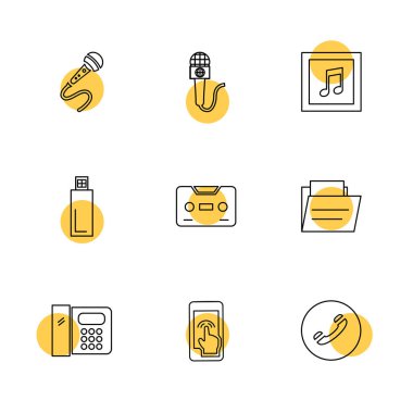 Beyaz arka plan üzerinde farklı minimalist düz vektör app simgeleri