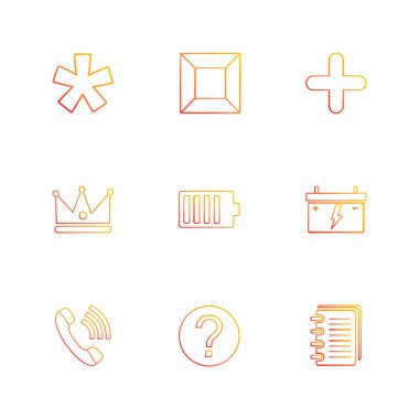 Beyaz arka plan üzerinde renkli minimalist düz vektör app simgeleri