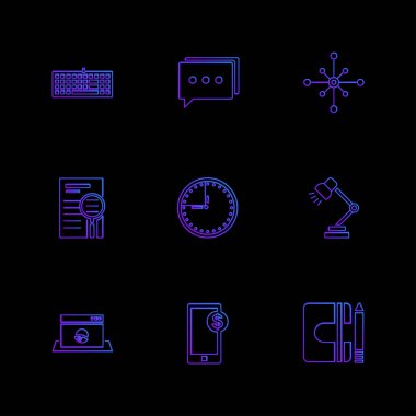 farklı minimalist düz vektör app simgeler siyah arka plan üzerine