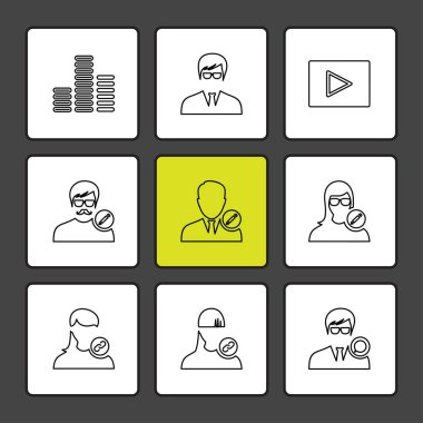 farklı minimalist düz vektör app simgeler siyah arka plan üzerine