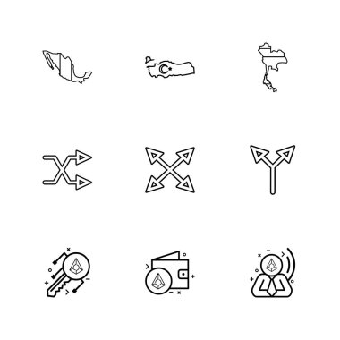 Beyaz arka plan üzerinde farklı minimalist düz vektör app simgeleri