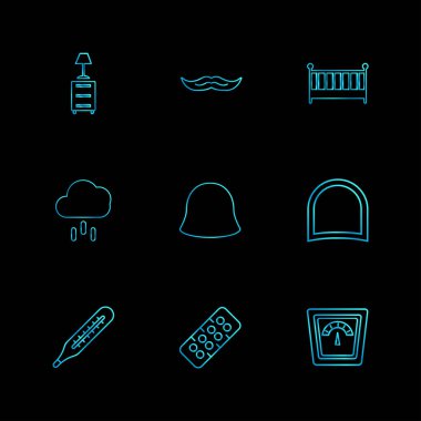 farklı minimalist düz vektör app simgeler siyah arka plan üzerine