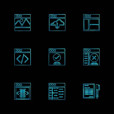 minimalist düz vektör app simgeler siyah arka plan üzerine