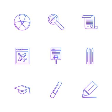 Beyaz arka plan üzerinde farklı minimalist düz vektör app simgeleri