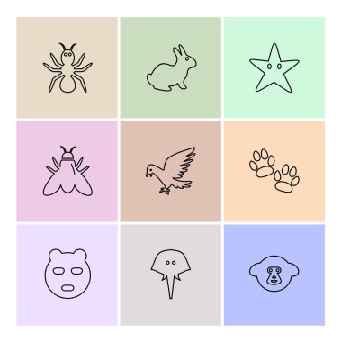 Renkli arka plan üzerinde farklı minimalist düz vektör app simgeleri