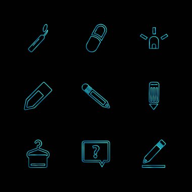 farklı minimalist düz vektör app simgeler siyah arka plan üzerine