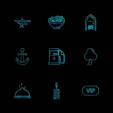 farklı minimalist düz vektör app simgeler siyah arka plan üzerine