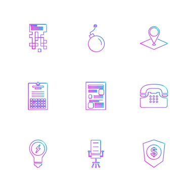 Beyaz arka plan üzerinde farklı minimalist düz vektör app simgeleri