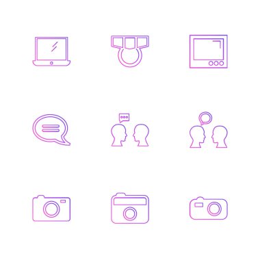 Beyaz arka plan üzerinde farklı minimalist düz vektör app simgeleri