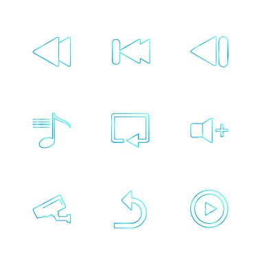 Beyaz arka plan üzerinde farklı minimalist düz vektör app simgeleri