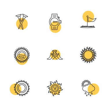 Beyaz arka plan üzerinde daireler ile minimalist düz vektör app simgeleri