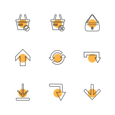 Beyaz arka plan üzerinde farklı minimalist düz vektör app simgeleri