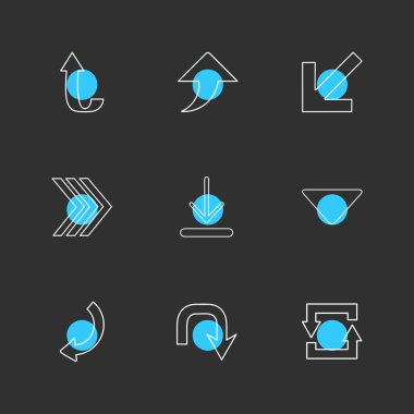 minimalist düz vektör app simgeler siyah arka plan üzerine