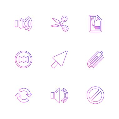 Beyaz arka plan üzerinde farklı minimalist düz vektör app simgeleri