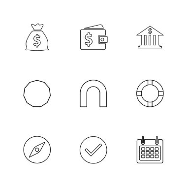 Beyaz arka plan üzerinde farklı minimalist düz vektör app simgeleri