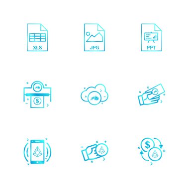 Beyaz arka plan üzerinde farklı minimalist düz vektör app simgeleri