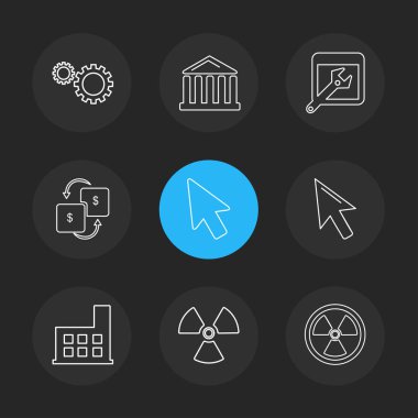 farklı minimalist düz vektör app simgeler siyah arka plan üzerine