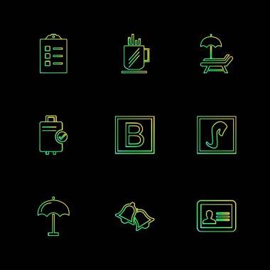 farklı minimalist düz vektör app simgeler siyah arka plan üzerine