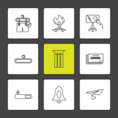 siyah arka plan üzerine minimalist düz vektör app simge kümesi