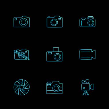 farklı minimalist düz vektör app simgeler siyah arka plan üzerine