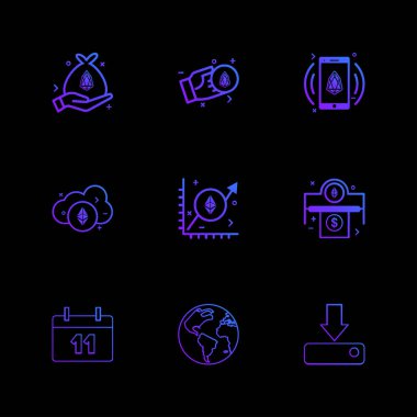 minimalist düz vektör app simgeler siyah arka plan üzerine 
