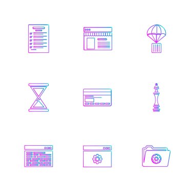 minimalist düz vektör app simgeleri beyaz arka plan üzerinde