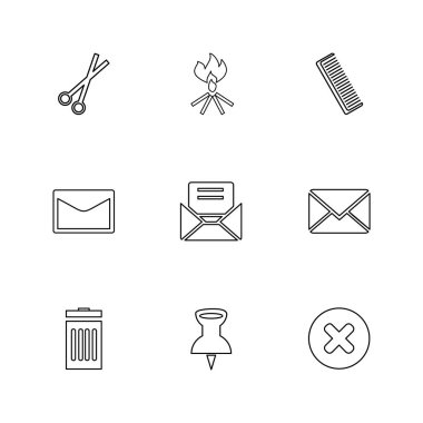 beyaz zemin üzerine minimalist düz vektör app simge kümesi