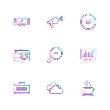 Beyaz arka plan üzerinde farklı minimalist düz vektör app simgeleri
