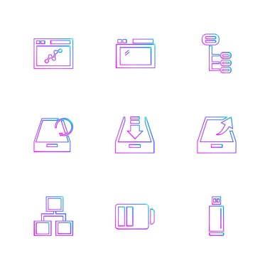 minimalist düz vektör app simgeleri beyaz arka plan üzerinde