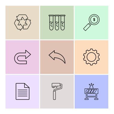 Farklı minimalist düz vektör app simgeleri, iş kavramı 